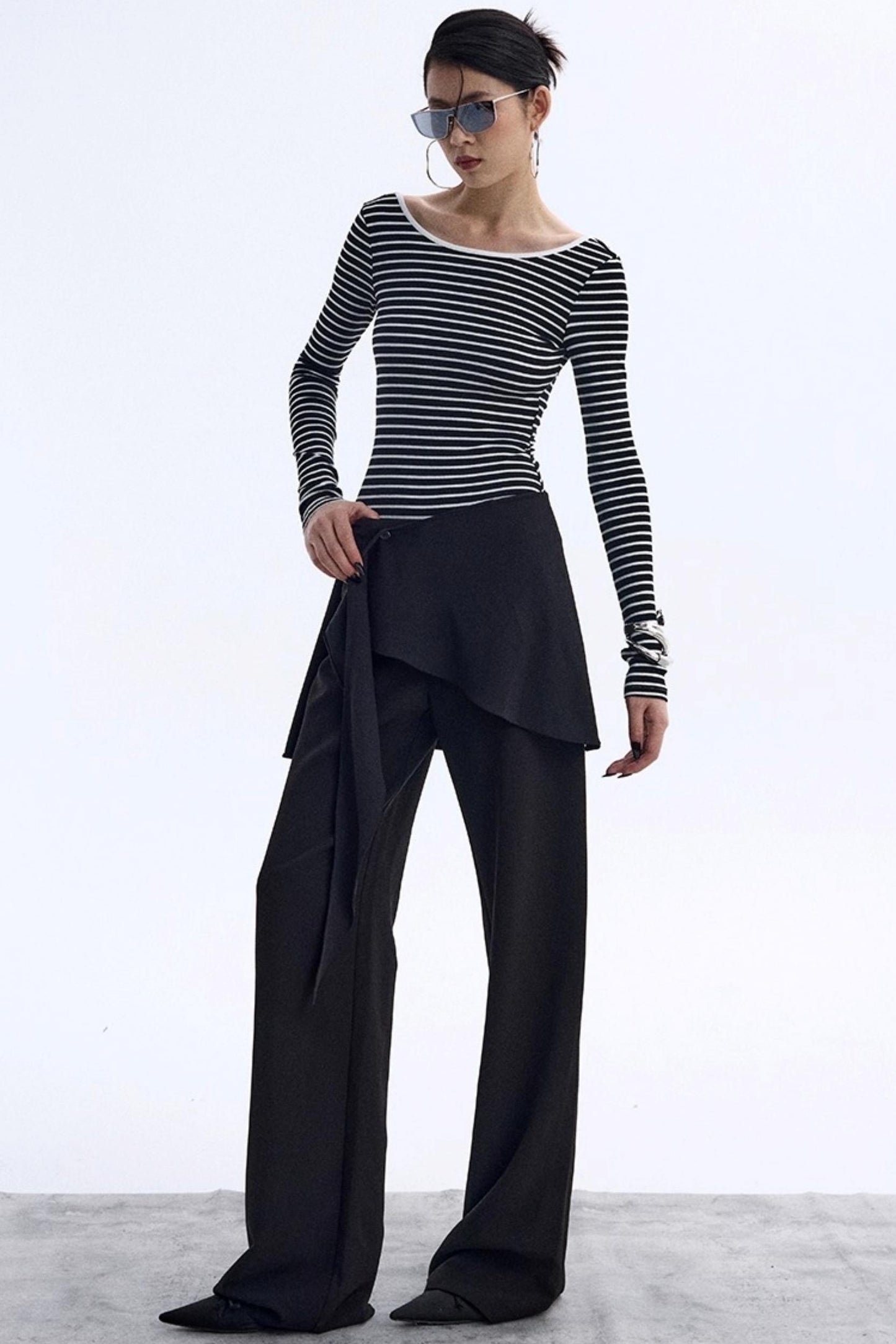 Striped Backless Jumpsuit Design Top