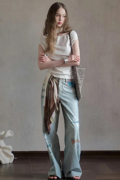 Milk White Asymmetrical Knit Top