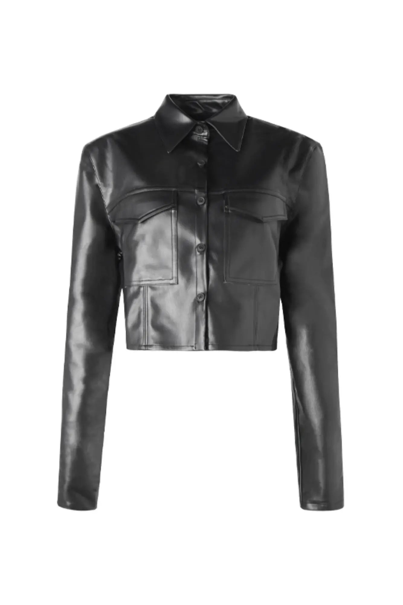 Cropped Slim Fit Leather Jacket