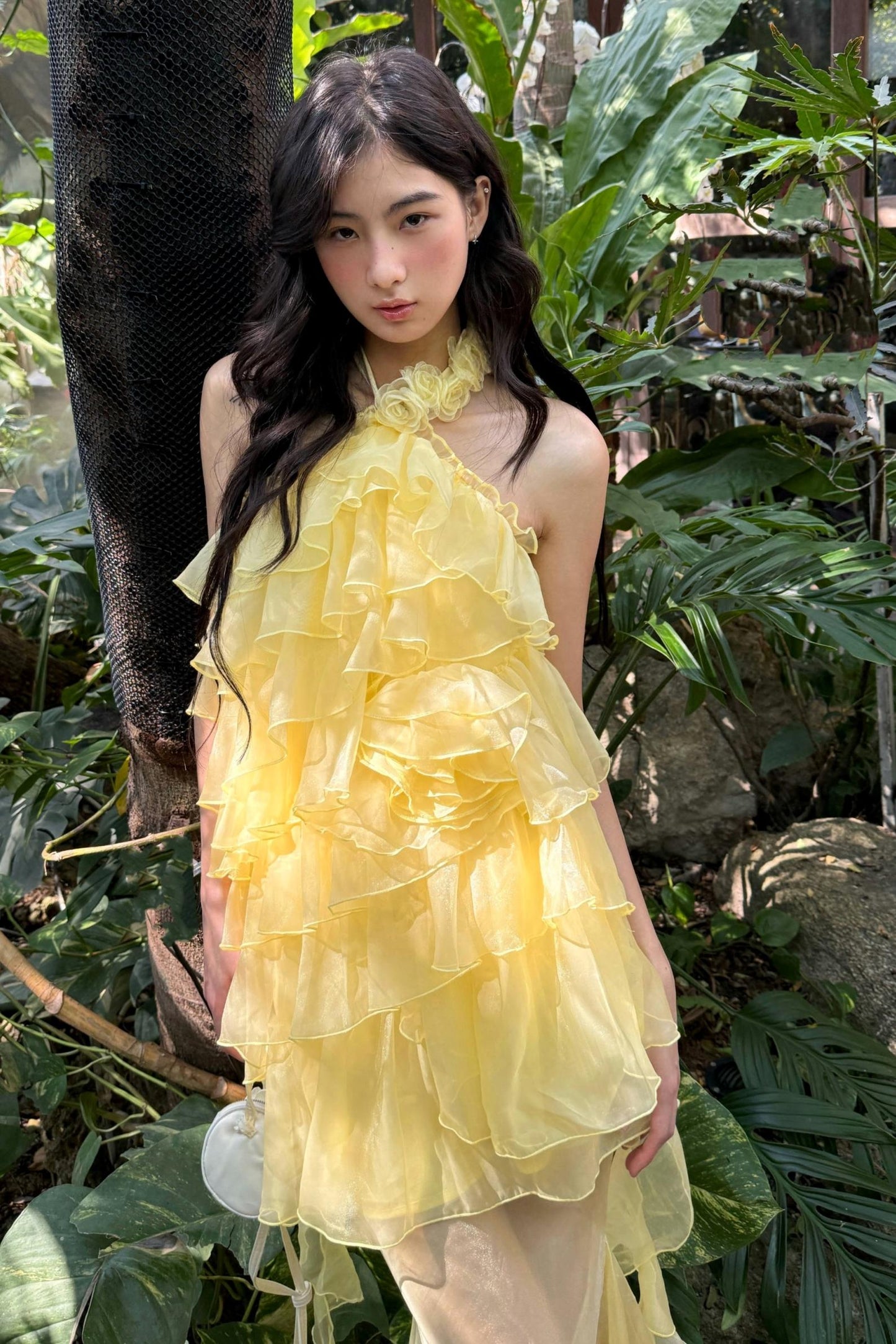 Rose Mesh Fishtail Dress