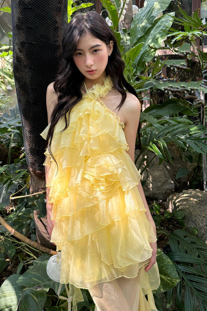 Rose Mesh Fishtail Dress