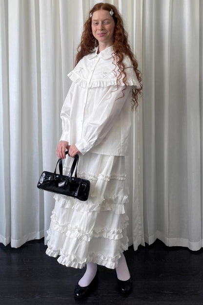 Navy Lace Doll Collar Shirt