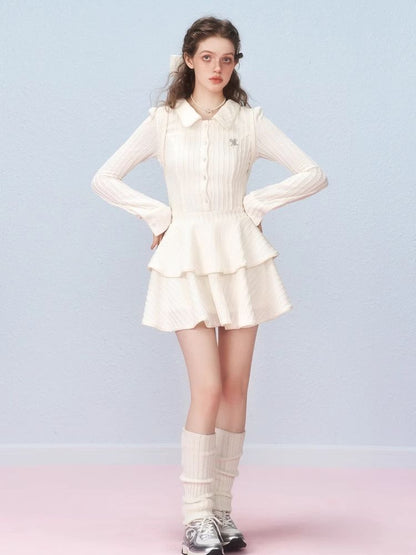 Long Sleeve Bow Cake Dress