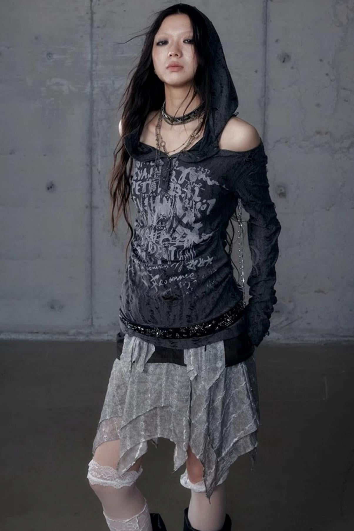 Vintage Punk Hooded Top