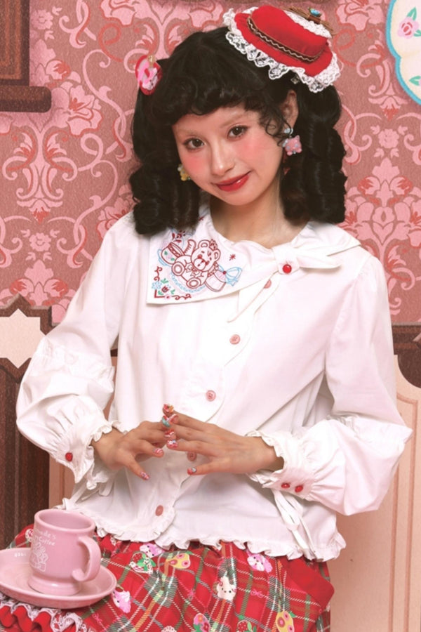 Vintage Embroidery Collar Shirt