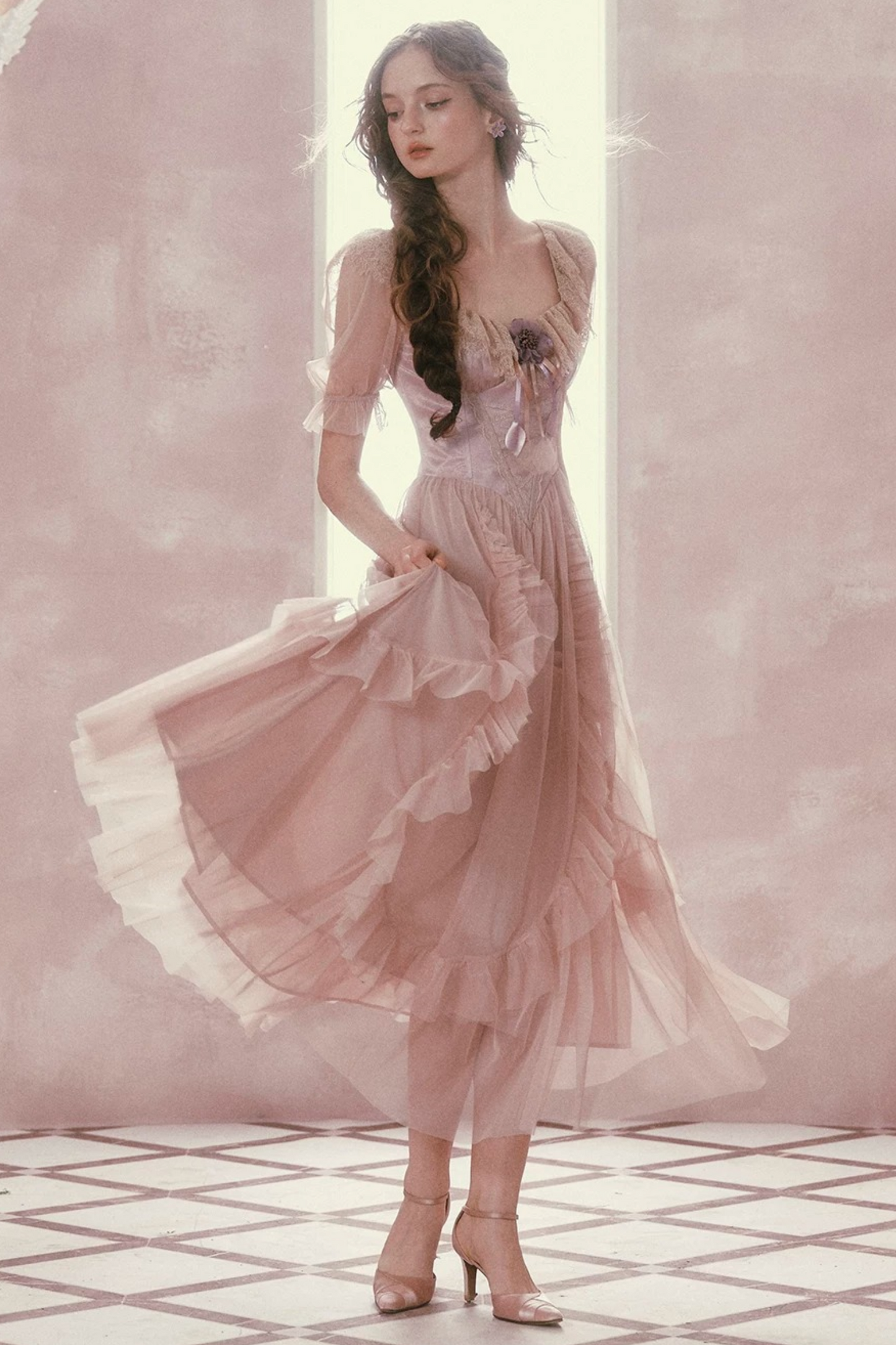 Purple Victorian Corset Mesh Dress