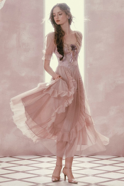 Purple Victorian Corset Mesh Dress