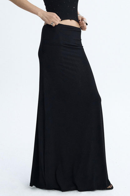 Black Draped Maxi Skirt