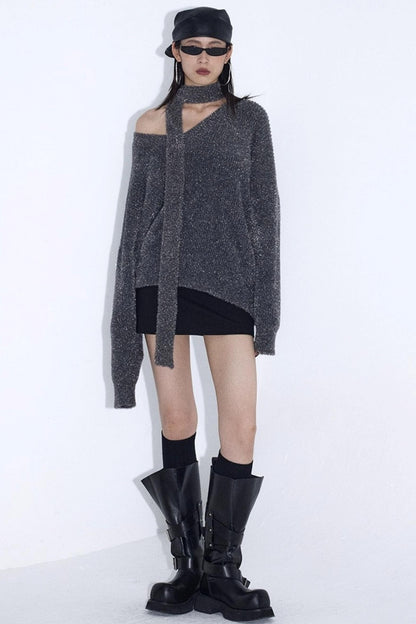 Silver V-Neck Sweater