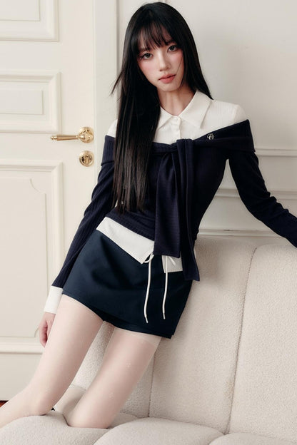 Knit Long Sleeve Slimming Top Set-Up