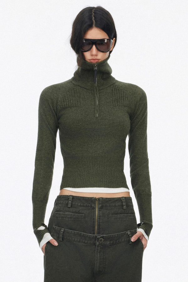 Half-High Collar Knit Top