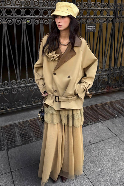 Vintage Lily Silhouette Reversible Trench Coat Set-Up