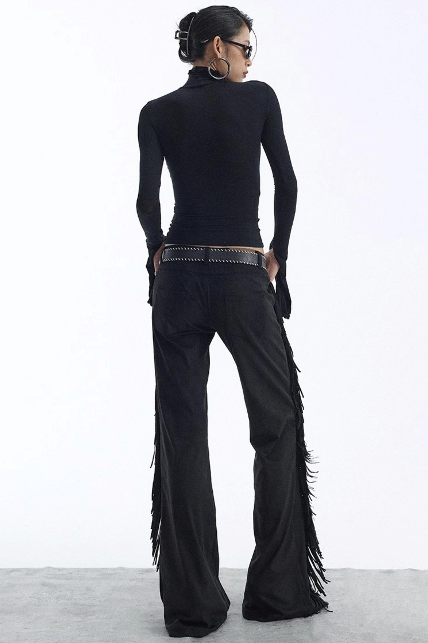 Vintage Low-Rise Fringe Pants