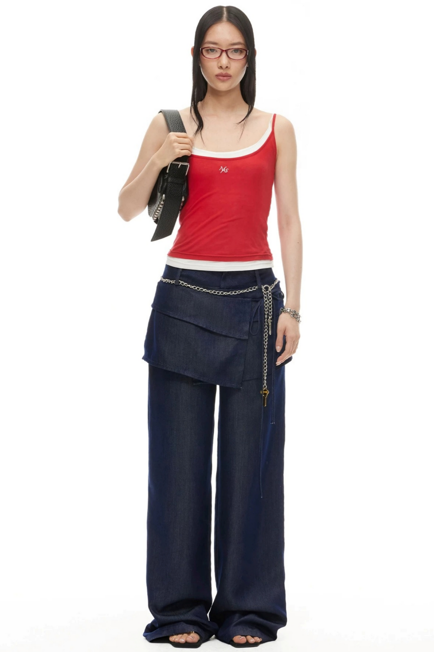 Lyocell Wide-Leg Pants Detachable Skirt