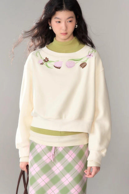 Tulip Embroidery Cloud Sweater