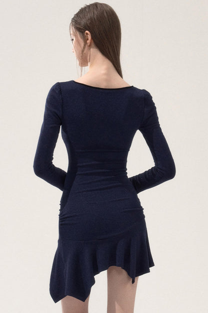 Ruffled Elastic Slim Dress