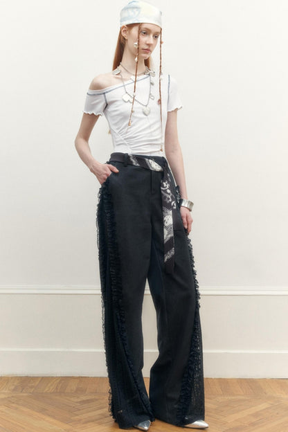 Black White Silk Tie