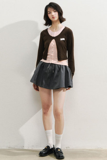 Fake two Piece Lace Knit Top