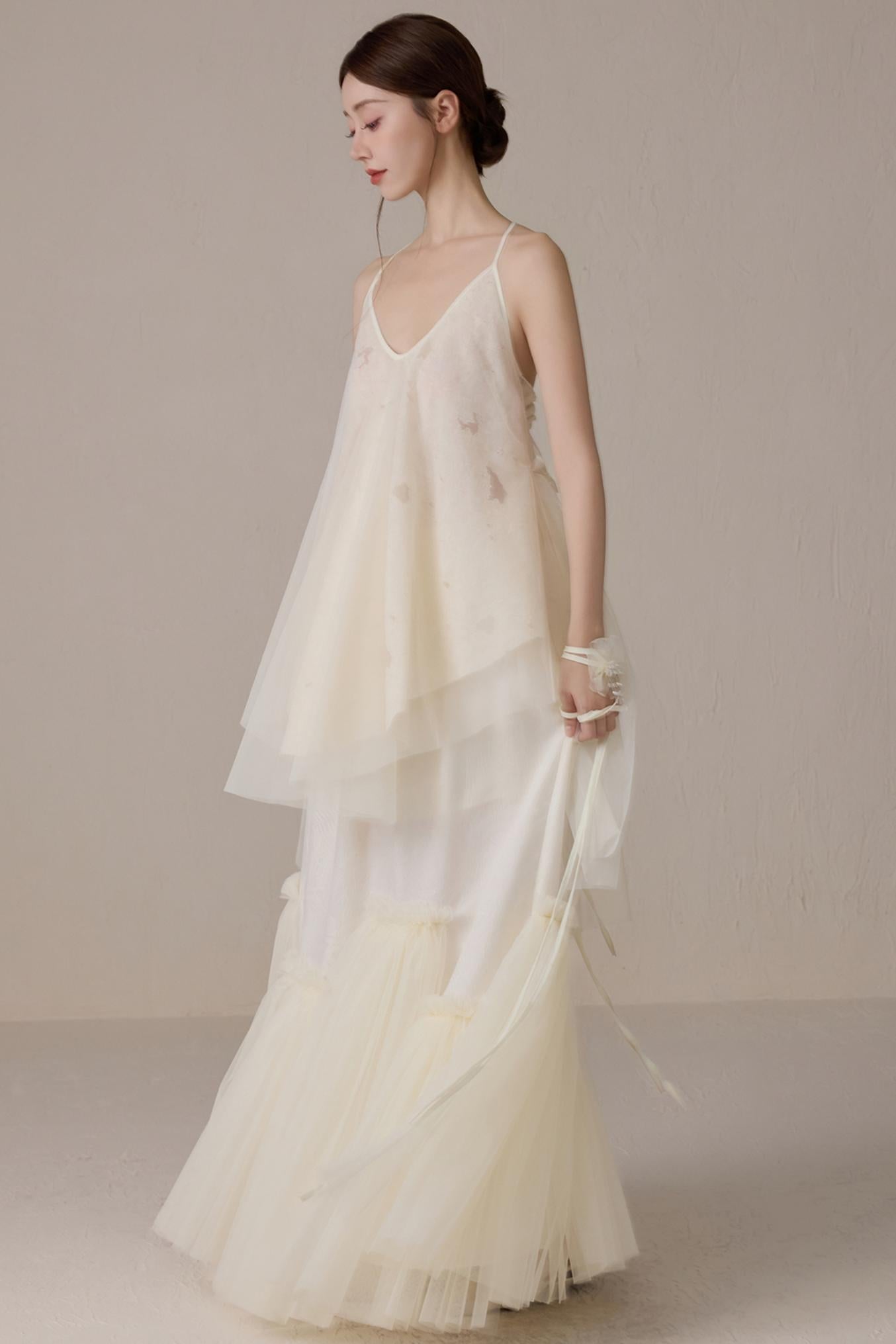 Floral Mesh Tie Neck Camisole