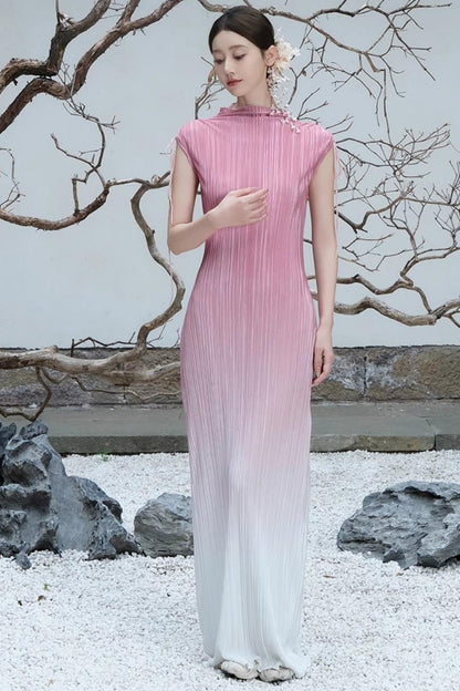 Summer Pink Pleated Dress