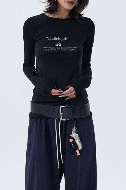 Schmales, bedrucktes Baselayer-Top mit Schleife