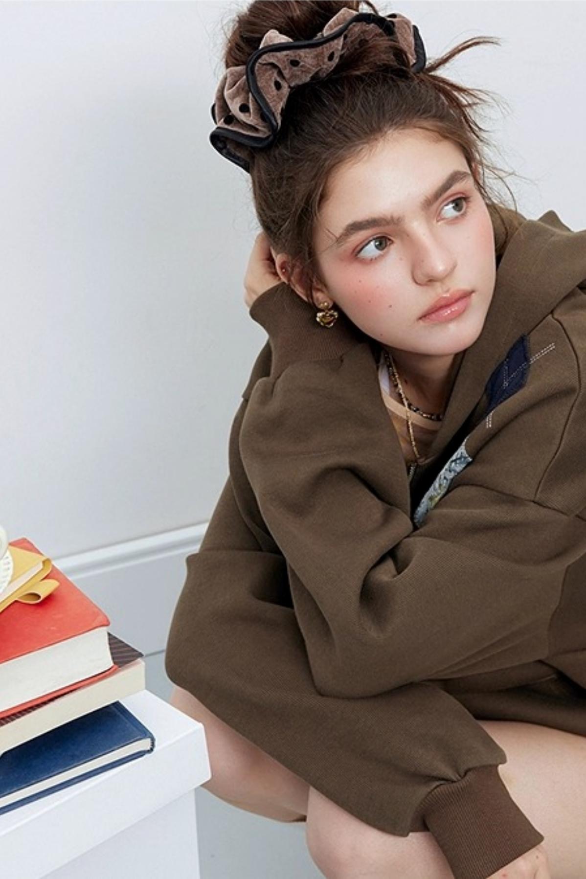 Diamond Check Hooded Cardigan