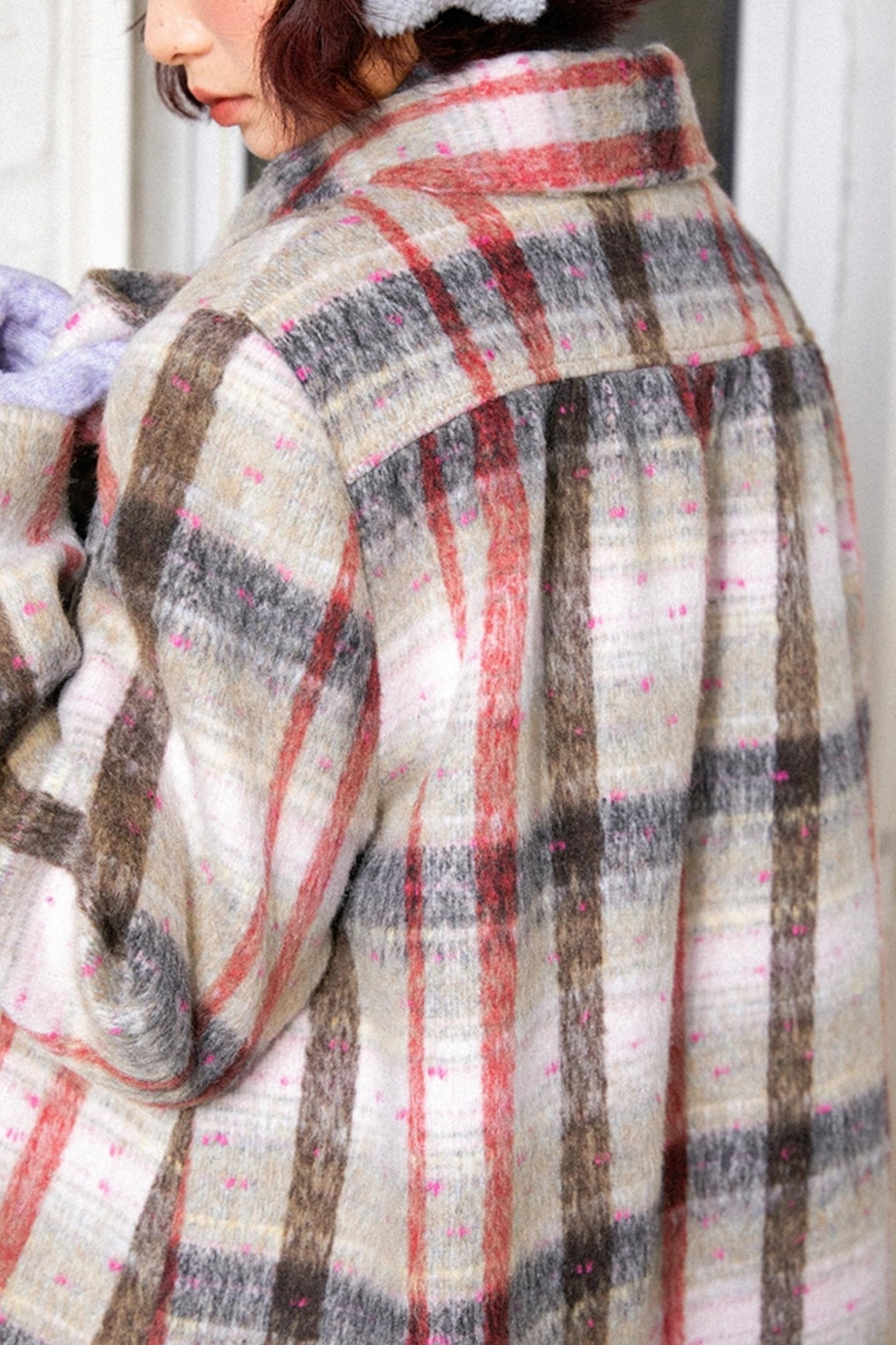 Elegant Bow Tartan Coat