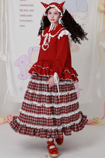 Red Plaid Lolita Skirt