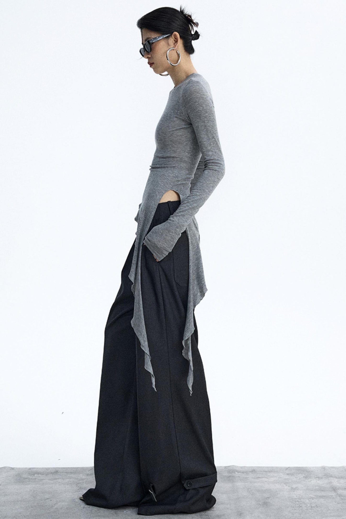 Dark Gray Pleated Suit Pants