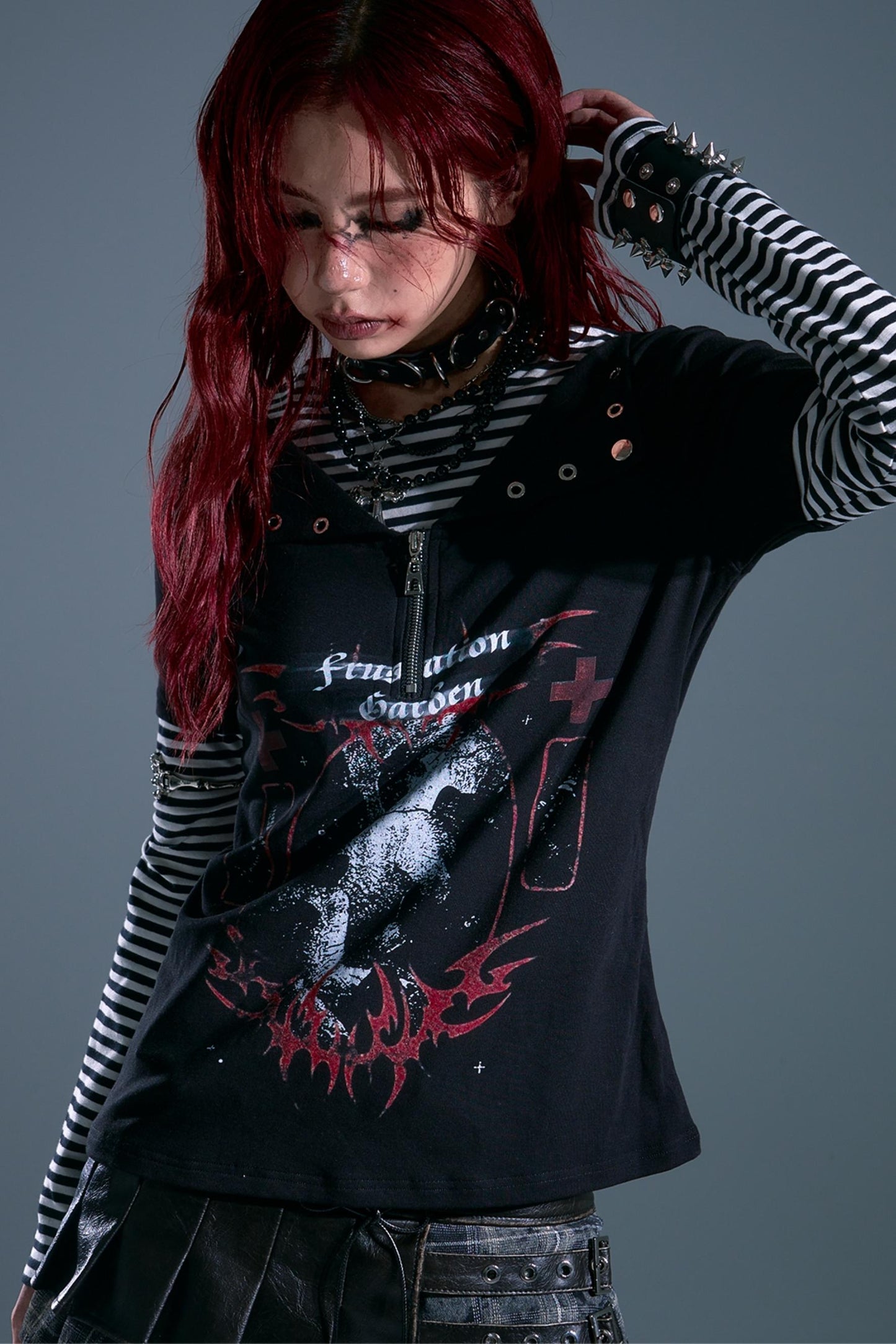 Punk Street Striped Print Long Sleeve Top