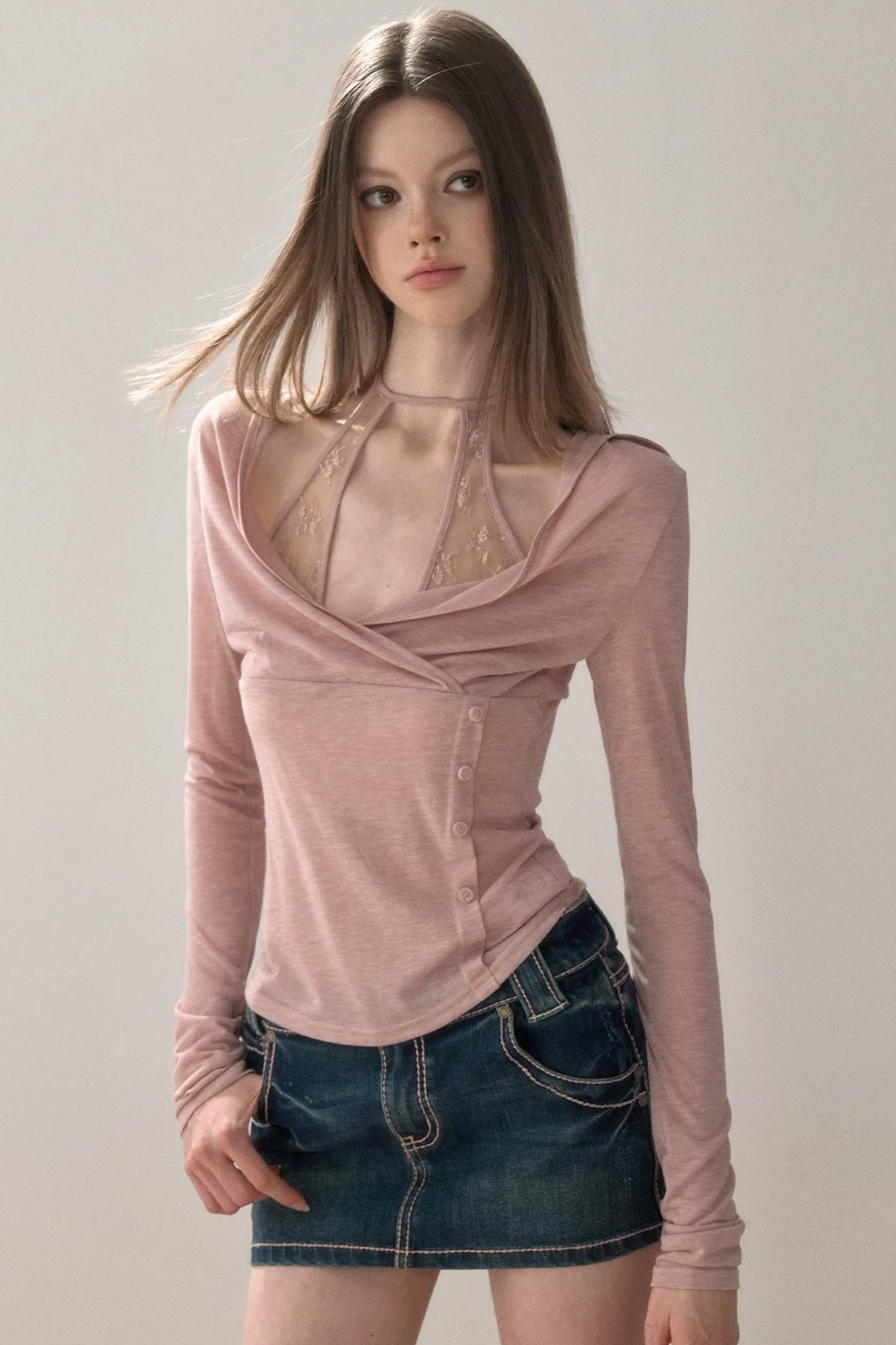Lace Splicing Halter Top
