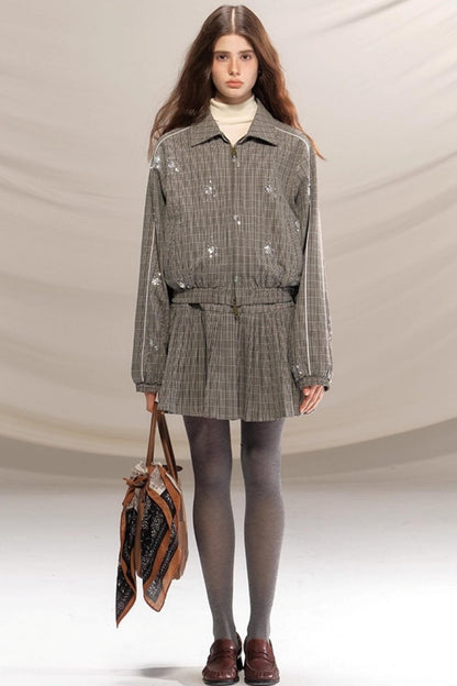 Gray Beaded Academy Jacket Set-Up