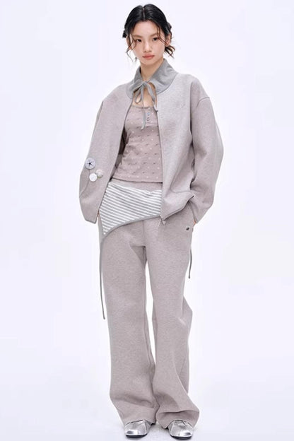 Color-Blocked Striped Cotton Pants