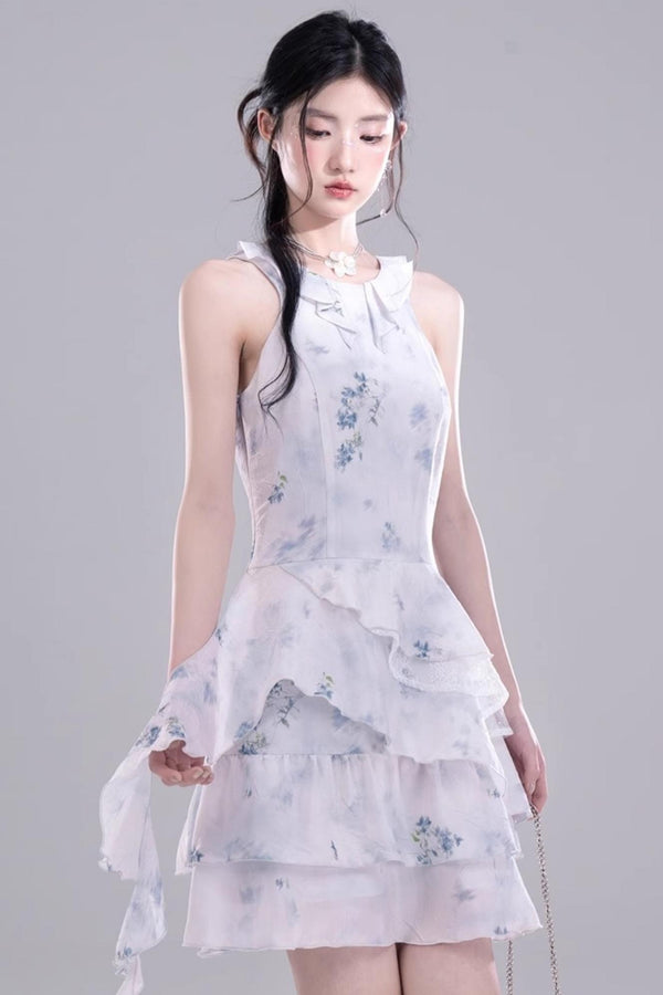 Ethereal Blue Petal Dress