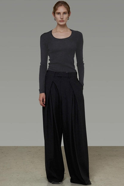 U-Neck Wool Slim Sweater