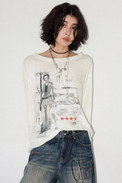 Vintage Distressed Printed Top