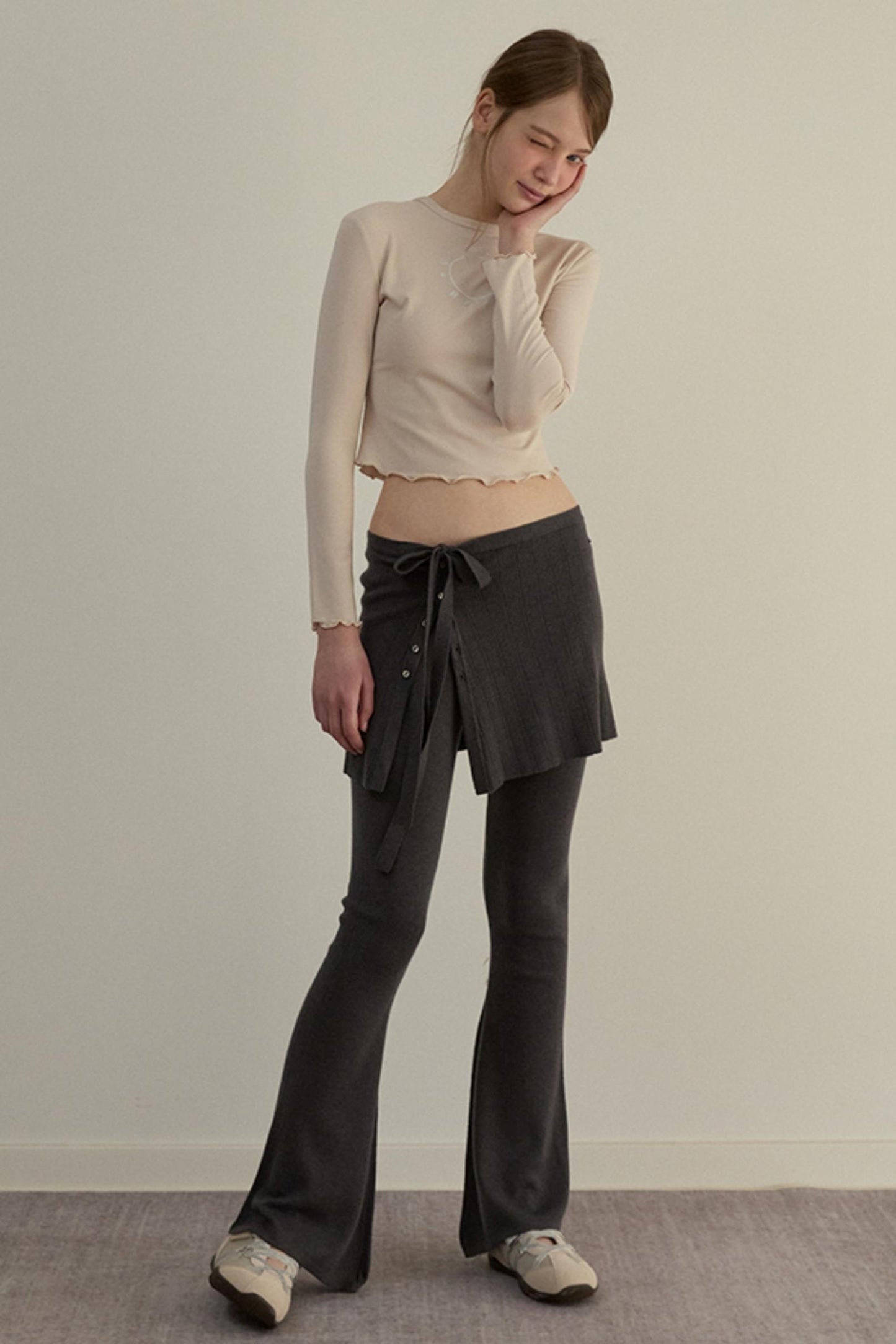 Romantic Knit Pants Set-Up