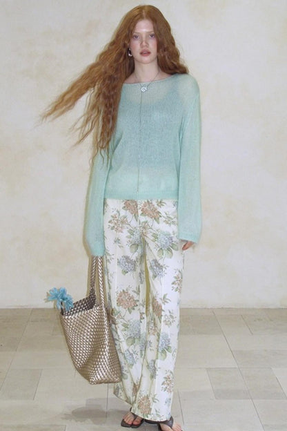 Absinthe Peach Mohair Sweater Top