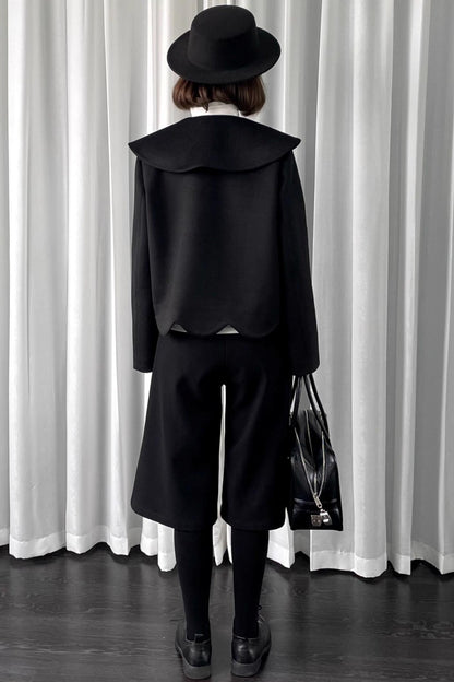 Black Woolen Bow Coat