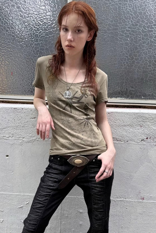 Western Rhinestone Basic Tee