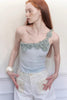 Blaues Flocken-Häkel-Bustier