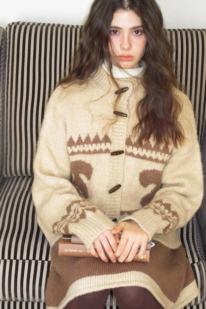 Pinecone Velvet Jacquard Sweater Skirt Set