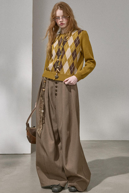 Button Pleated Cargo Pants