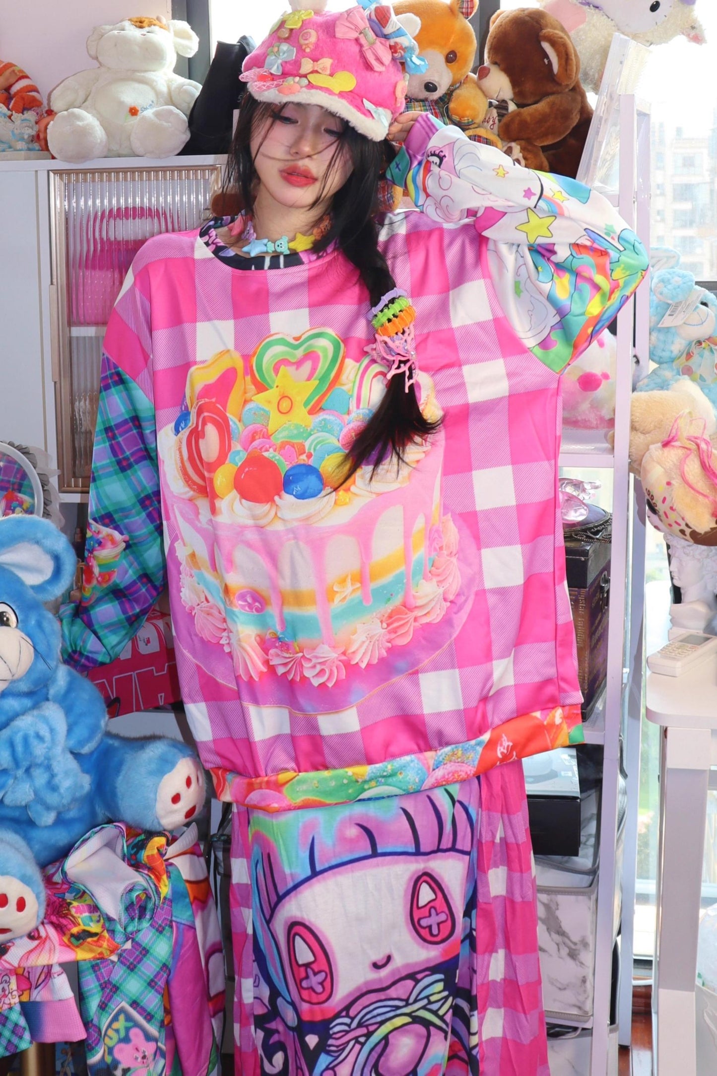 Y2K Plaid Sweatshirt Top