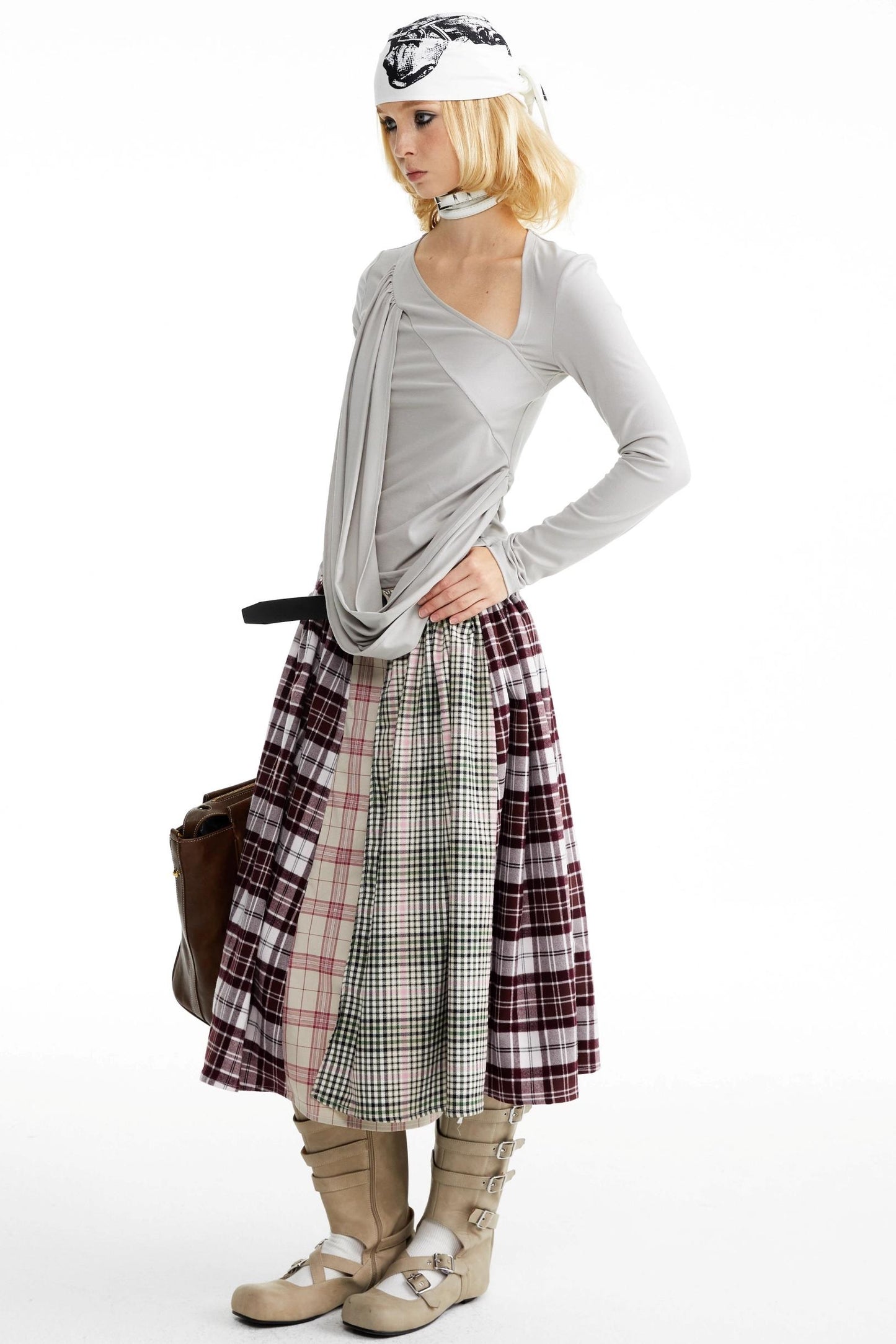 Pleated Panelled Skirt