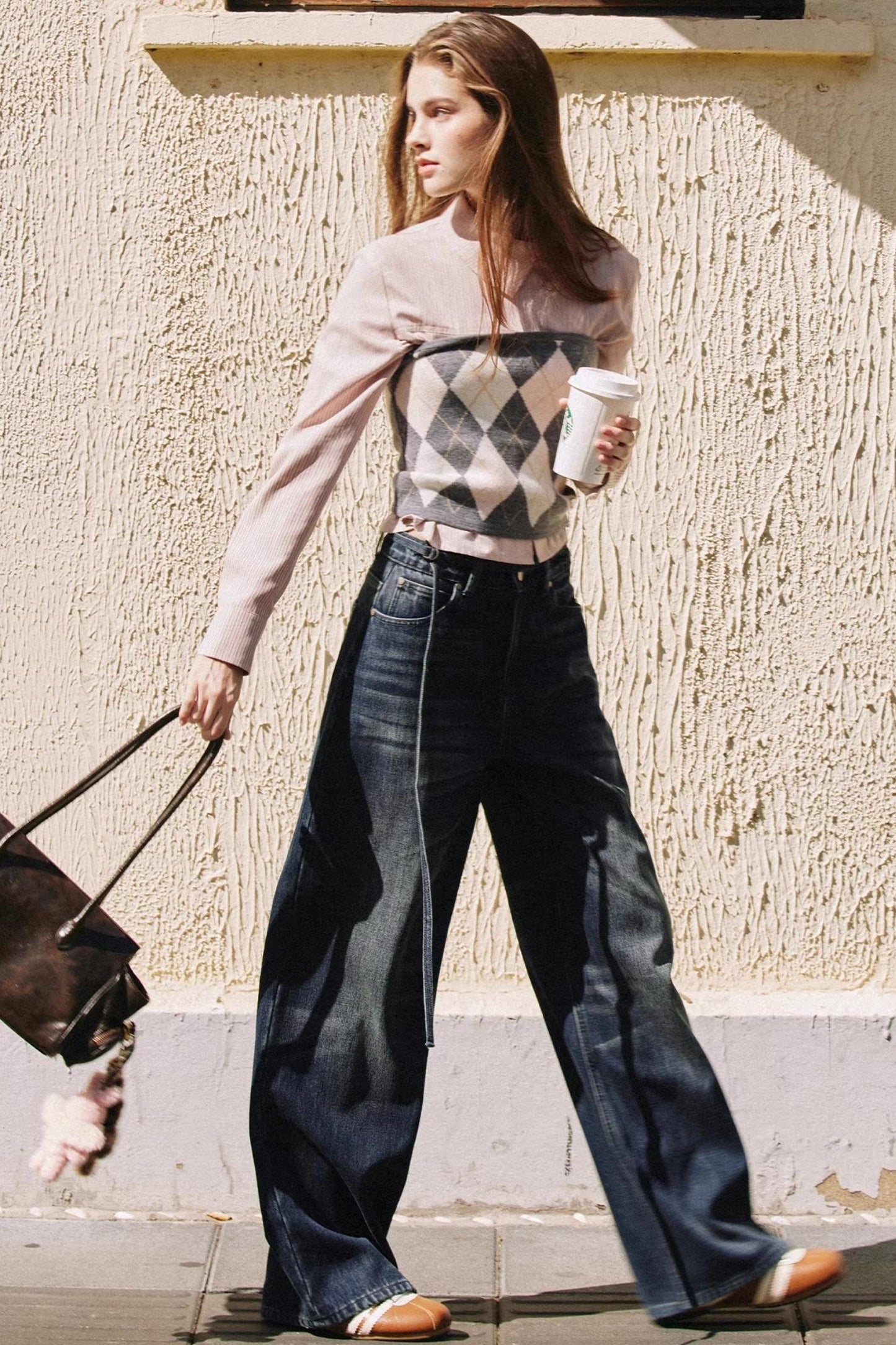 Striped Asymmetrical Slanted Placket Shirt Set-Up