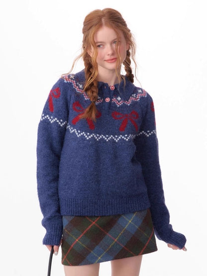 Soft and thick Fair Isle polo neck sweater