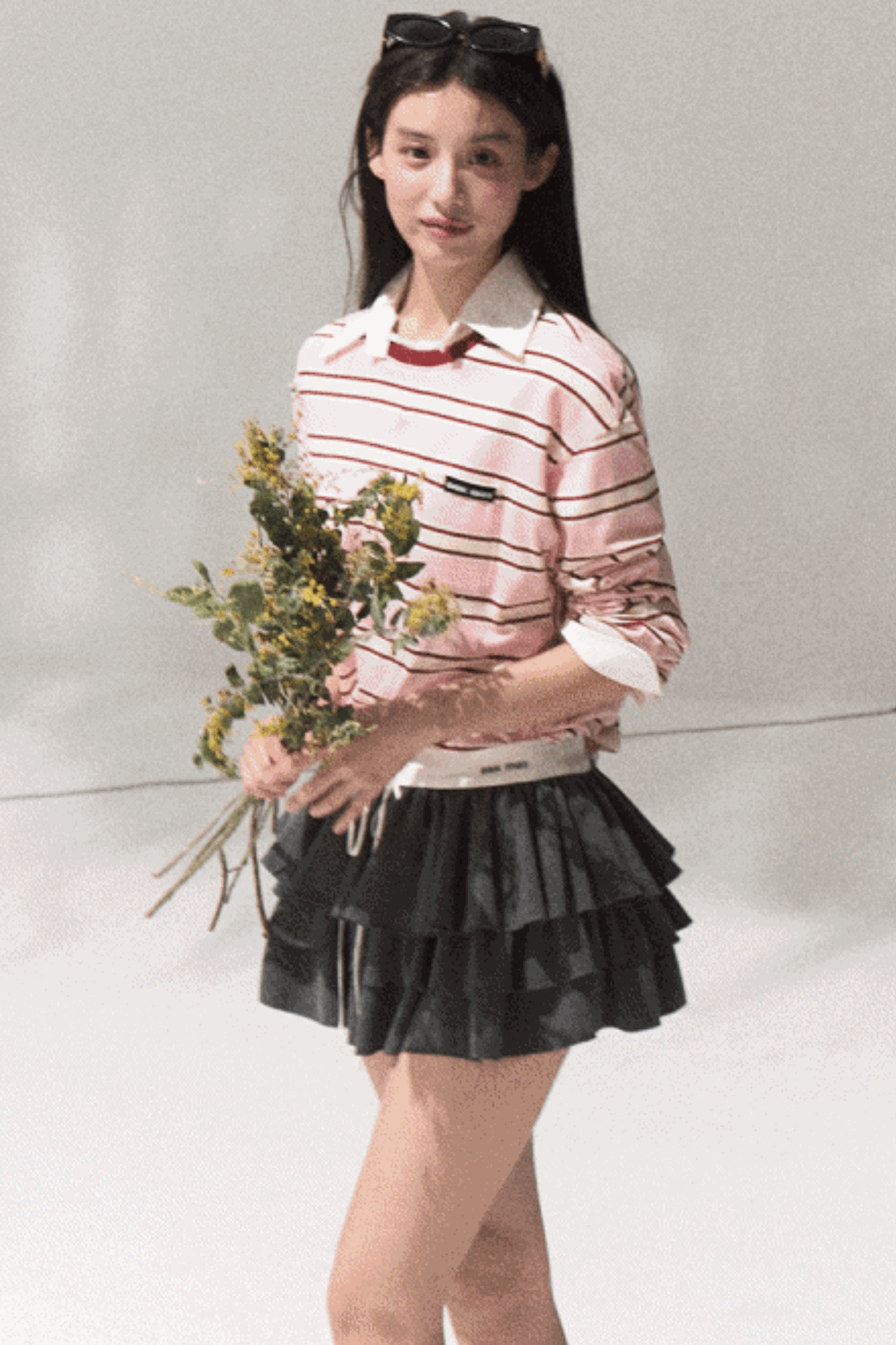 Contrasting Striped Long-Sleeve Shirt