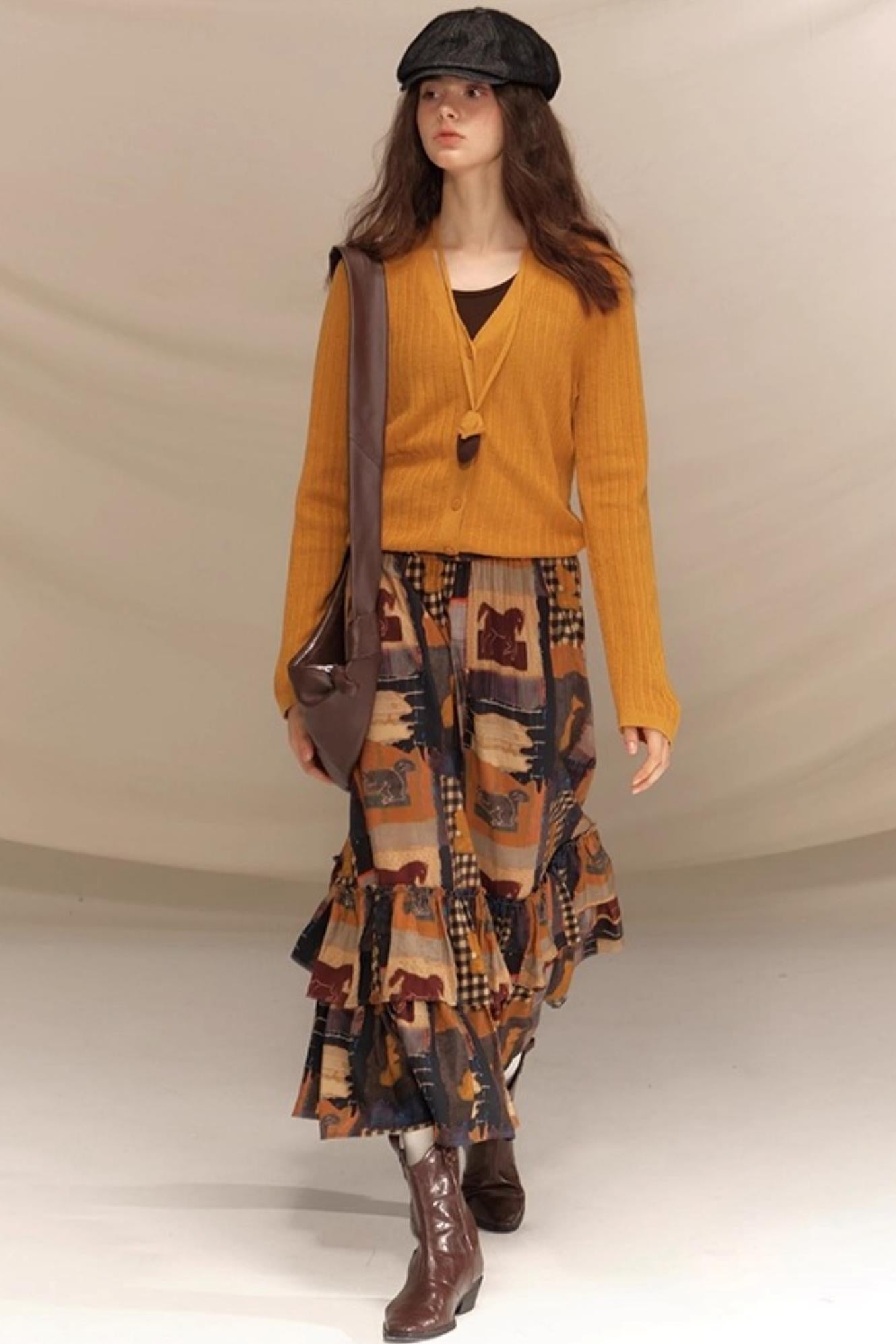 Vintage Pine Cone Sweater Skirt Set-Up