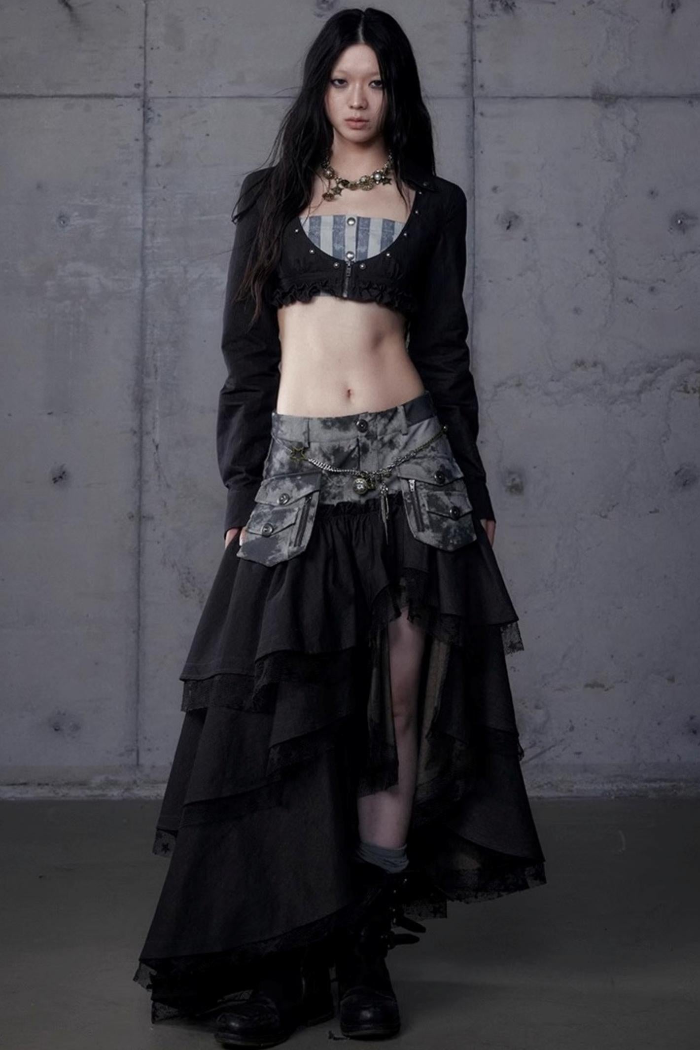 Vintage Punk Court Slim Print Long-Sleeved Shirts